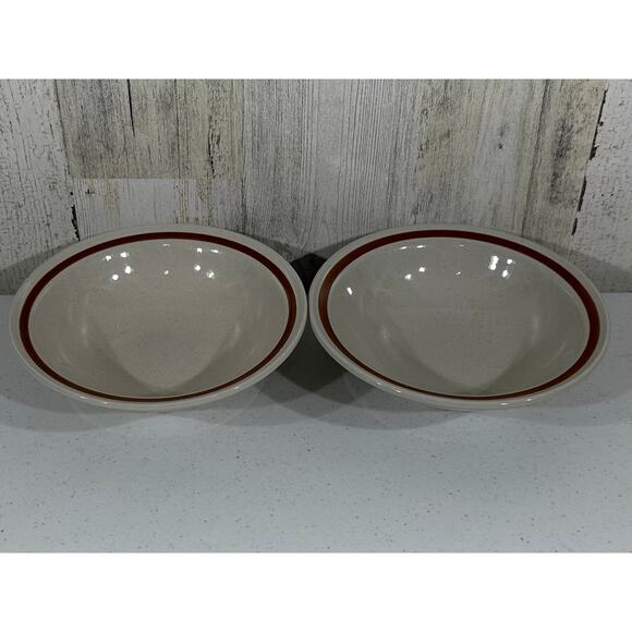 Sanibel Autumn Collection Stoneware Lot of 2 Rim Cereal Bowls Japan Brown Band - Picture 1 of 5